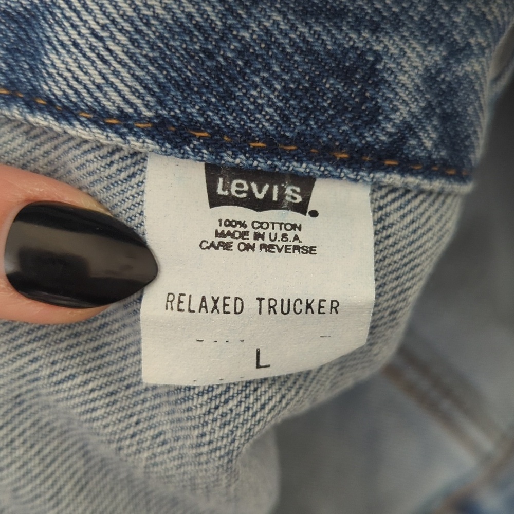 Levi's 2001 Vintage Deadstock USA American Flag Graphic Relaxed Trucker Jacket L - Picture 6 of 16